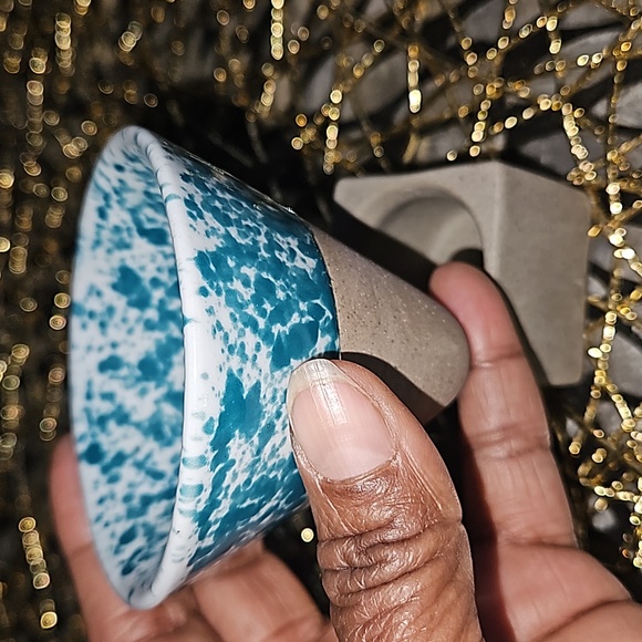 Ceramic Asian Tea | Coffee Cup & Stand | Green Speckled - Picture 4 of 6